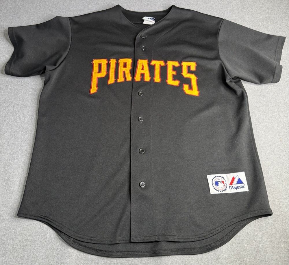 Authentic Majestic Pittsburgh Pirates MLB Men's Black Jersey Size L Embroidered